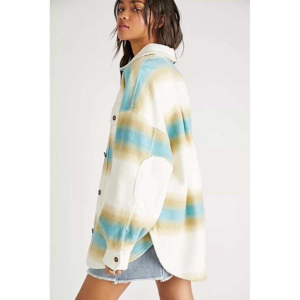 NEW FREE PEOPLE Sz S RUBY WEST COAST JACKET SHACKET IVORY COMBO - Picture 2 of 3